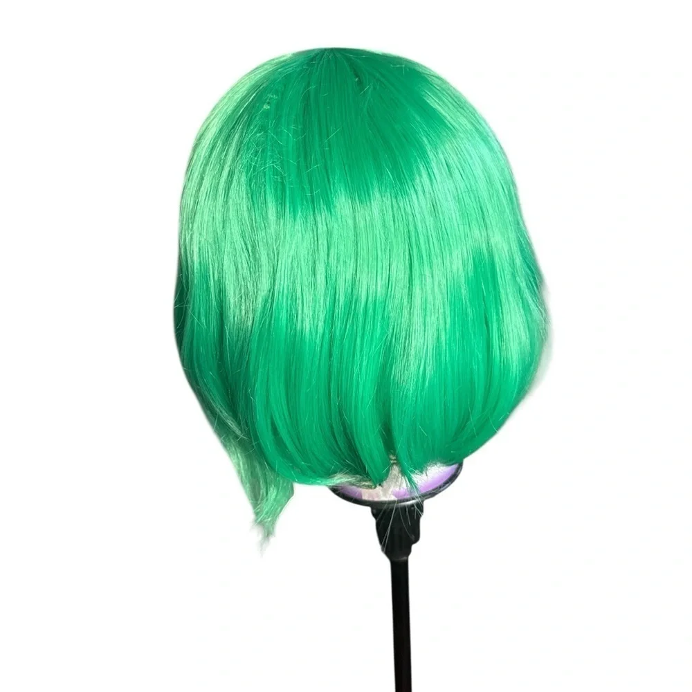 Neon Green Bob Wig with Bangs – Short Cosplay Costume Party Hair – Halloween